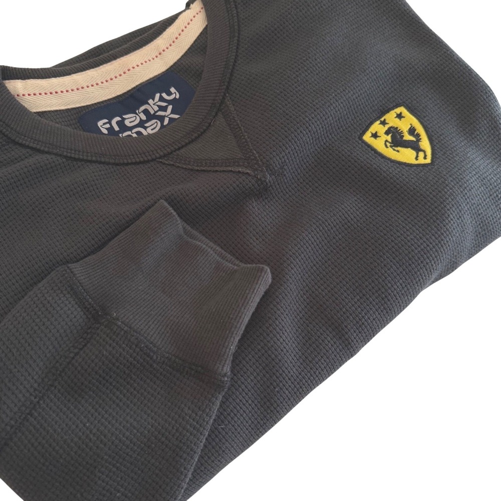 Franky Max XXL Mens Black Thermal Long Sleeve Shirt Ferrari Shield logo‎
